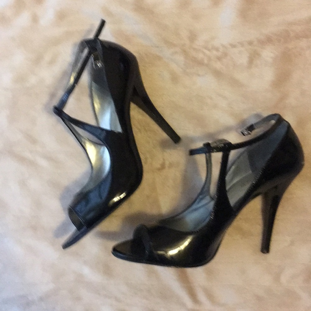 Black strapped heels